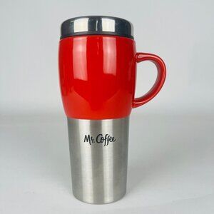 Mr. Coffee Traverse 16 Ounce Stainless Steel Ceramic Travel Mug Tumbler Red EUC